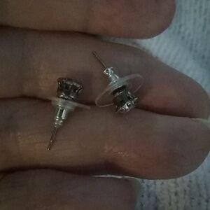 5mm clear crystals posts antique silver